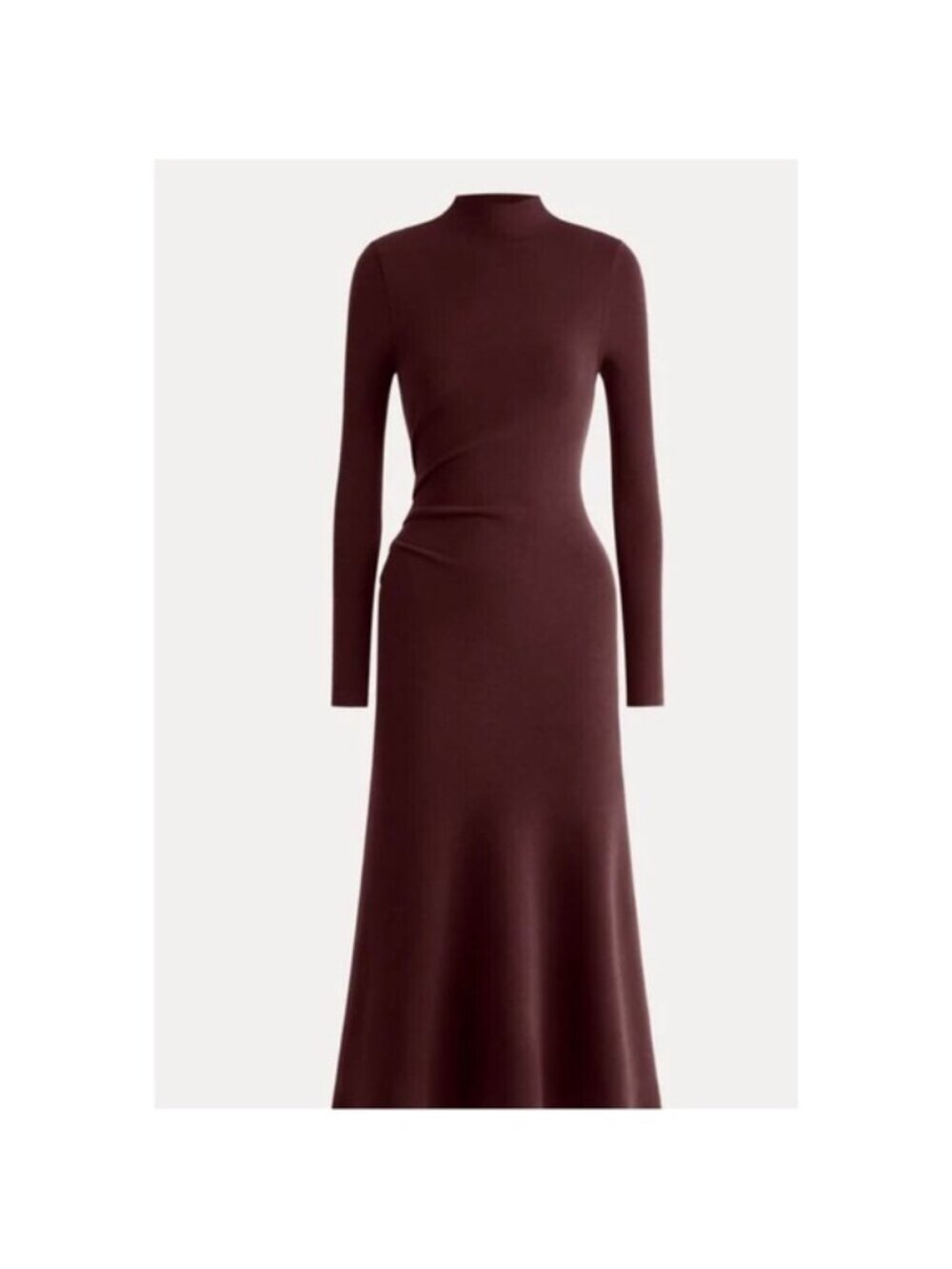 Long Sleeve Mock Neck Brown Maxi Dress